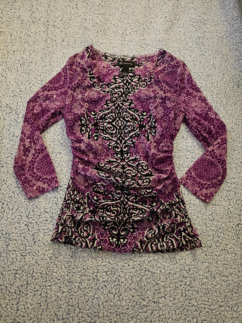 INC International Concepts Purple Patterned Top - Picture 2 of 7